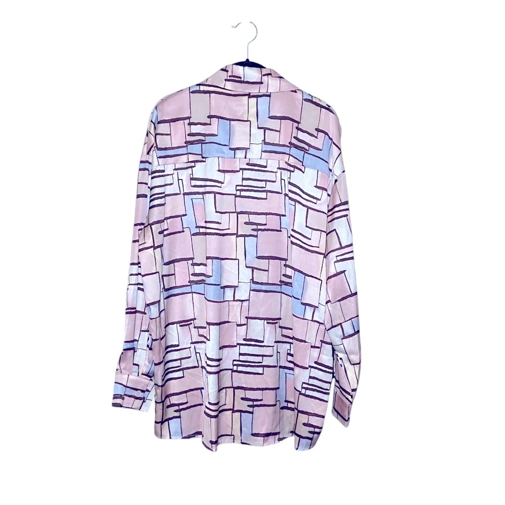 Princess Polly Harris Shirt Pastel Oversized Silky Button Down Geometric - Picture 4 of 6